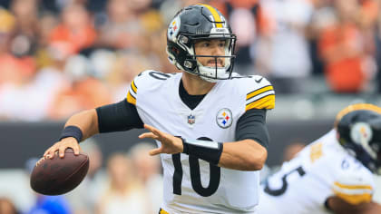 Pittsburgh Steelers tight end Zach Gentry tosses a football with a