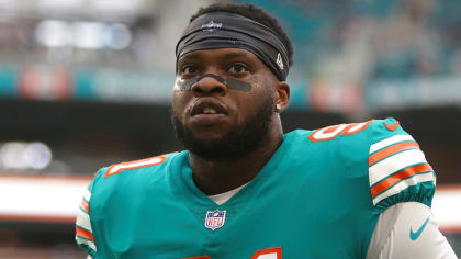 Miami Dolphins linebacker Jerome Baker (55) looks to defend during