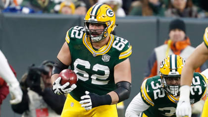 Green Bay Packers offensive guard Lucas Patrick (62) during