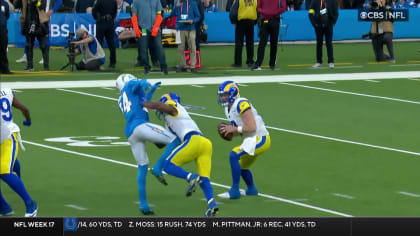 Los Angeles Rams tight end Brycen Hopkins makes a catch & breaks