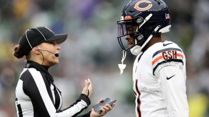 NFL Down Judge Robin DeLorenzo stands on the field during an NFL