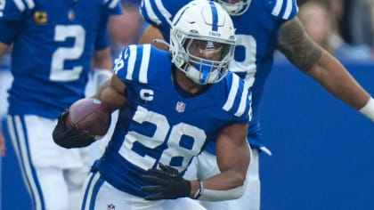 October 16, 2022: Indianapolis Colts defensive lineman Tyquan Lewis (94)  reacts to sacking the quarterback during NFL football game action between  the Jacksonville Jaguars and the Indianapolis Colts at Lucas Oil Stadium