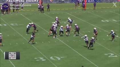 Quarterback Lamar Jackson lasers pinpoint touchdown pass to wide receiver Odell  Beckham Jr. at Baltimore Ravens training camp