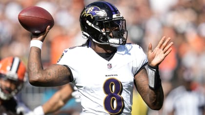 Baltimore Ravens quarterback Lamar Jackson steps up in the pocket to  deliver TD pass to tight end Mark Andrews