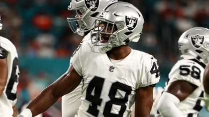 Las Vegas Raiders cornerback Sam Webb (48) plays during an NFL preseason  football game against the Minnesota Vikings on Aug. 14, 2022, in Las Vegas.  (AP Photo/Denis Poroy Stock Photo - Alamy