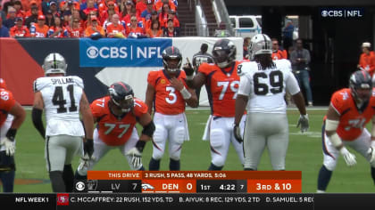 Denver Broncos tight end Greg Dulcich (80) takes part in drills