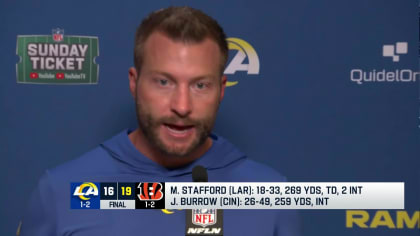 Los Angeles Rams head coach Sean McVay talks to press about teams missed  opportunities following loss to the Cincinnati Bengals