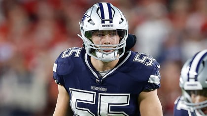 Dallas Cowboys linebacker Leighton Vander Esch (55) is seen during an NFL  football game against the New York Giants, Thursday, Nov. 24, 2022, in  Arlington, Texas. Dallas won 28-20. (AP Photo/Brandon Wade