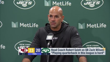 New York Jets head coach Robert Saleh on quarterback Zach Wilson play from  Week 4
