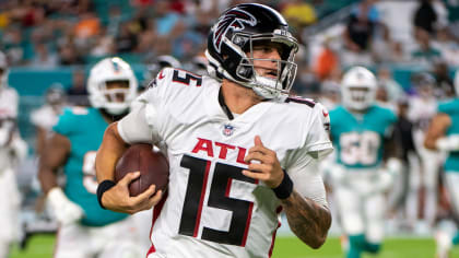 Atlanta Falcons quarterback Feleipe Franks (15) runs for the play