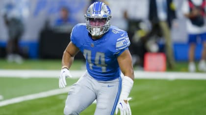 DETROIT, MI - OCTOBER 30: Detroit Lions linebacker Malcolm Rodriguez (44)  walks off of the field at the conclusion of an NFL football game between  the Miami Dolphins and the Detroit Lions