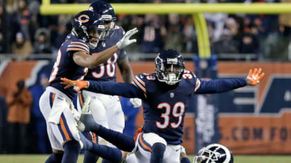 Chicago Bears outside linebacker Khalil Mack (52) celebrates a big  defensive play in the second …