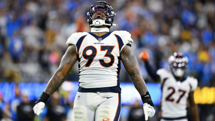 Denver Broncos defensive end Dre'Mont Jones (93) tackles Las Vegas