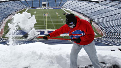 The MetLife Stadium field crew had a busy day shoveling snow at