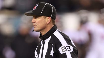 Back Judge Steve Patrick wears a Crucial Catch hat during an NFL