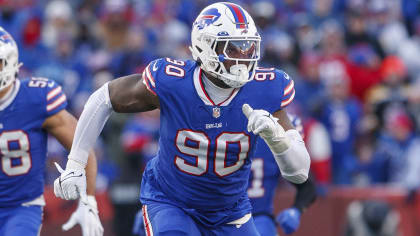 Miami Dolphins defensive end Shaq Lawson (90) lines up against the Denver  Broncos during the first half of an an NFL football game, Sunday, Nov.. 22,  2020, in Denver. (AP Photo/Justin Edmonds