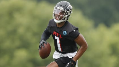 Calais Campbell of the Atlanta Falcons looks on during training