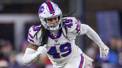 Buffalo Bills linebacker Tremaine Edmunds (49) lines up for a play against  the Green Bay Packers during the first half of an NFL football game,  Sunday, Oct. 30, 2022, in Buffalo, N.Y. (