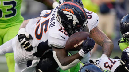 Denver Broncos running back Melvin Gordon (25) runs against the Detroit  Lions during an NFL football game Sunday, Dec. 12, 2021, in Denver. (AP  Photo/Jack Dempsey Stock Photo - Alamy