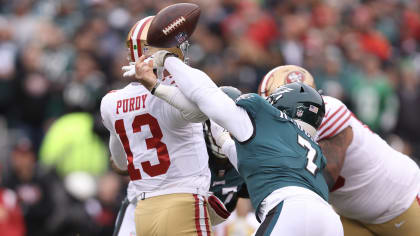 Niners QBs Brock Purdy (UCL sprain), Josh Johnson (concussion) suffer  injuries in NFC Championship Game loss to Eagles