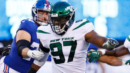 New York Jets defensive tackle Nathan Shepherd (97) reacts against the  Chicago Bears during an NFL football game Sunday, Nov. 27, 2022, in East  Rutherford, N.J. (AP Photo/Adam Hunger Stock Photo - Alamy