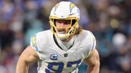 Los Angeles Chargers linebacker Joey Bosa (97) during the first half of an  NFL football game against the Jacksonville Jaguars in Inglewood, Calif.,  Sunday, Sept. 25, 2022. (AP Photo/Mark J. Terrill Stock