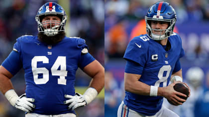 Mark Glowinski of the New York Giants looks on during the first