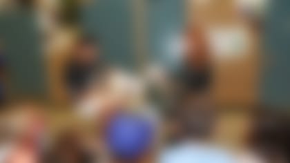 Raider Rusher celebrates his 6th birthday with Oakland Raiders kicker Daniel Carlson (8), punter A.J. Cole (6), fullback Alec Ingold (45), linebacker Marquel Lee (52), tackle Kolton Miller (74), tight end Darren Waller (83), the Raiderettes, and students from Roosevelt Elementary School. The party features a Birthday Book Bash to promote literacy where students will receive books of their own from the non profit First Book, Tuesday, September 24, 2019, in San Leandro, Calif.