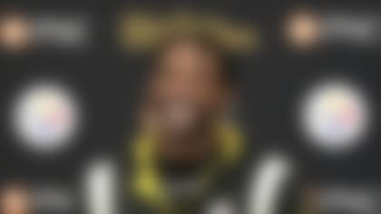 New Pittsburgh Steelers cornerback Patrick Peterson meets with reporters at the NFL football team's practice facility in Pittsburgh, Thursday, March 16, 2023. The Steelers signed the eight-time Pro Bowler to a two-year deal to give their secondary an experienced voice heading into 2023. (AP Photo/Gene J. Puskar)