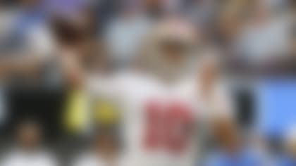 San Francisco 49ers quarterback Jimmy Garoppolo (10) throws the ball during an NFL preseason football game against the Los Angeles Chargers, Sunday, Aug. 22, 2021, in Inglewood, Calif. San Francisco won 15-10. (Aaron M. Sprecher via AP)