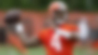 FILE - Cleveland Browns quarterback Deshaun Watson takes part in drills at the NFL football team's practice facility Tuesday, June 14, 2022, in Berea, Ohio. Watson reported to his first training camp with the Browns on Friday, July 22, 2022, still not knowing how long he'll be their starting quarterback. (AP Photo/Ron Schwane, File)