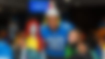 Detroit Lions defensive end Trey Flowers (90) at the Detroit Lions costume party with Henry Ford Health System for families impacted by cancer Monday Oct. 21, 2019 in Detroit.