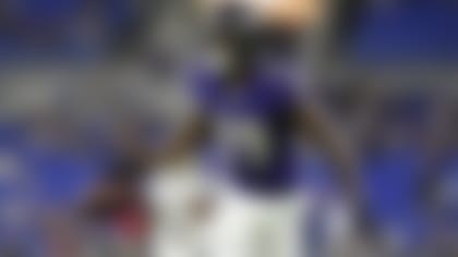 Baltimore Ravens cornerback Shaun Wade reacts after intercepting a pass from New Orleans Saints quarterback Ian Book during the second half of an NFL preseason football game, Saturday, Aug. 14, 2021, in Baltimore. (AP Photo/Gail Burton)