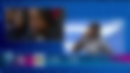 Joey Porter watches his son during his 40-yard dash