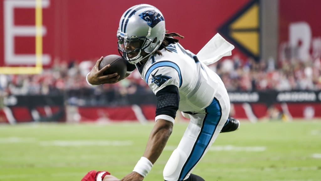 Cam Newton scores a touchdown vs the Atlanta Falcons