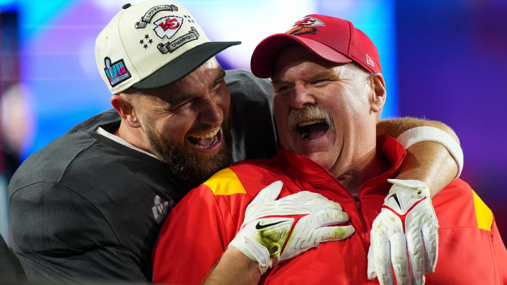 Kansas City Chiefs head coach Andy Reid watches a game replay