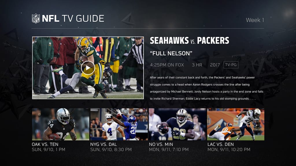NFL TV guide to Week 1 of season