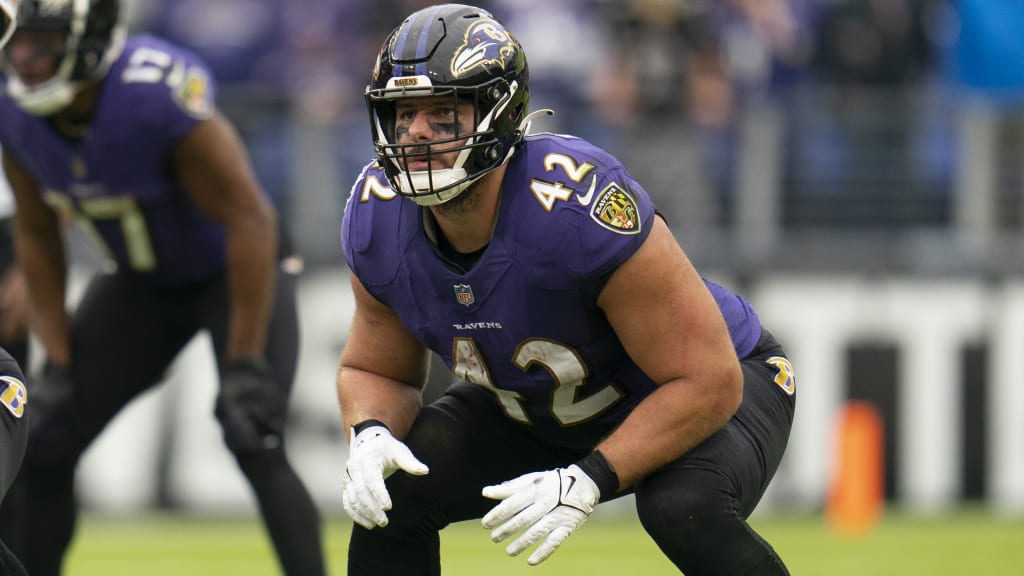 Baltimore Ravens fullback Patrick Ricard (42) warms up before an NFL  football game against the Denver Broncos, Sunday, Dec. 4, 2022, in  Baltimore. (AP Photo/Nick Wass Stock Photo - Alamy