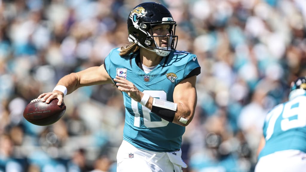 Jacksonville Jaguars quarterback Trevor Lawrence wears a Salute to