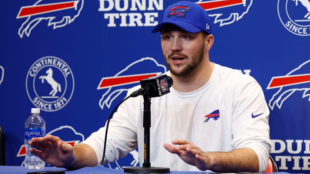 Josh Allen gave his hat to a boy who then turned to give the hat to his  friend