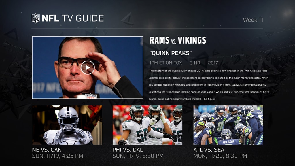 NFL TV guide to Week 11 of 2017 season