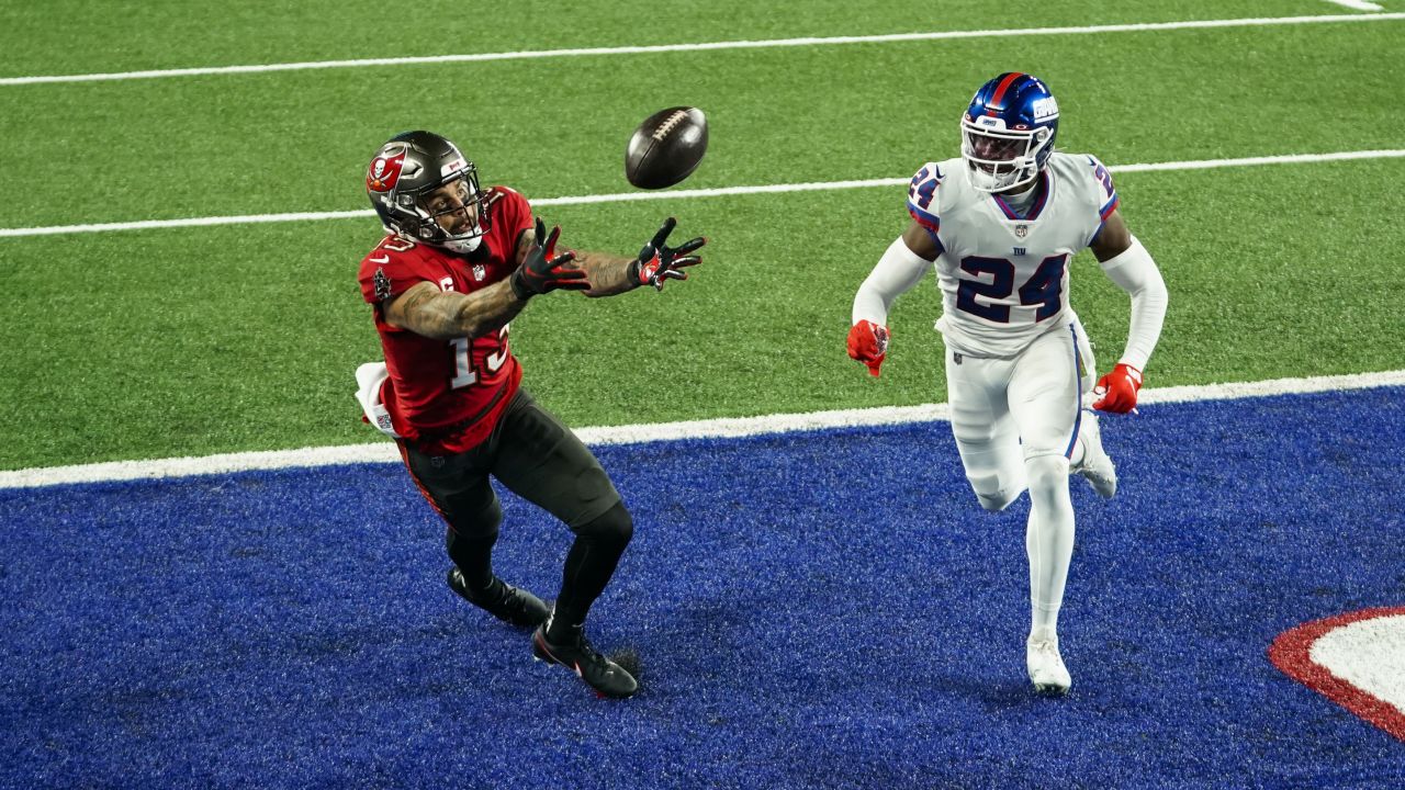 New York Jets wide receiver Denzel Mims (11) stands at the line of scrimmage  during the second half of an NFL football game against the Buffalo Bills in  East Rutherford, N.J., on