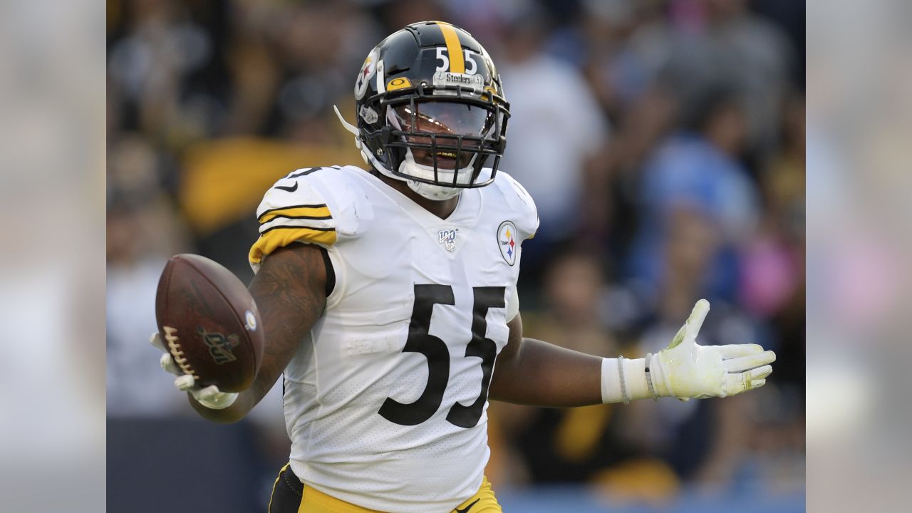 Pittsburgh Steelers outside linebacker T.J. Watt reacts after forcing an  incomplete pass during the second half of an NFL football game against the  Los Angeles Chargers, Sunday, Oct. 13, 2019, in Carson