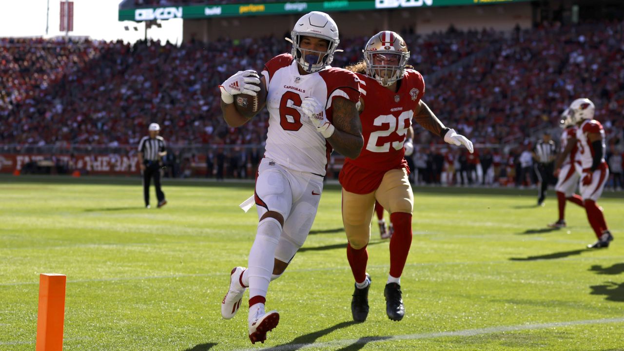 San Francisco 49ers running back Christian McCaffrey (23) walks on the  sideline during the second half of an NFL football game against the New  Orleans Saints in Santa Clara, Calif., Sunday, Nov.