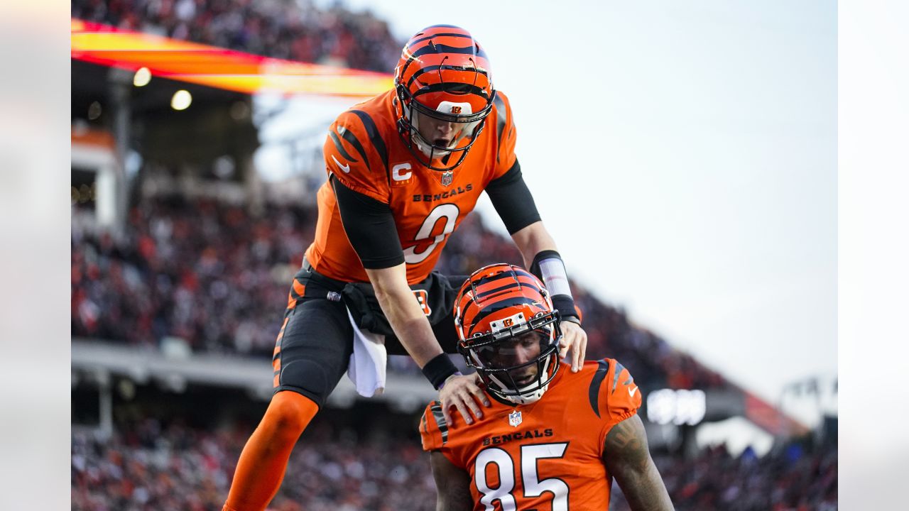 Cincinnati Bengals wide receiver Tee Higgins (85) looks over to the  sidelines during an NFL football