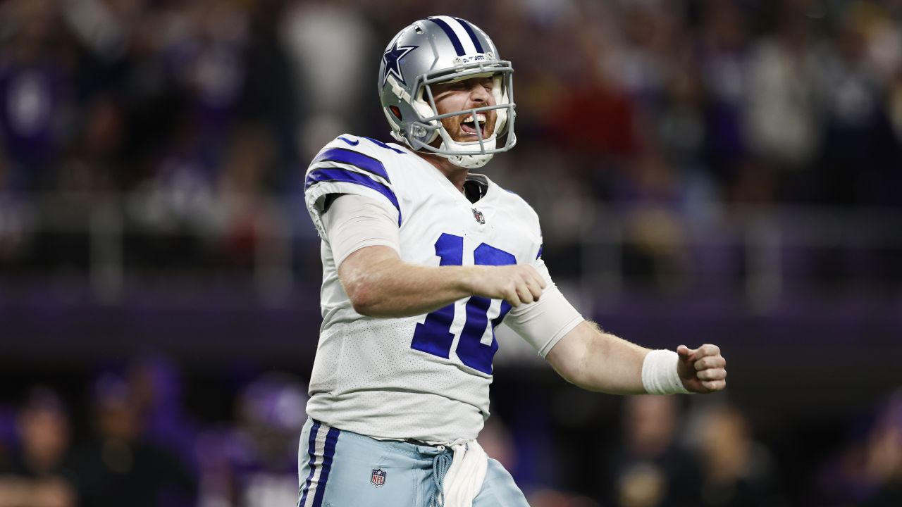 Wide receiver (85) Noah Brown of the Dallas Cowboys warms up before playing  against the Los Angeles Rams in an NFL football game, Sunday, Oct. 9, 2022,  in Inglewood, Calif. Cowboys won