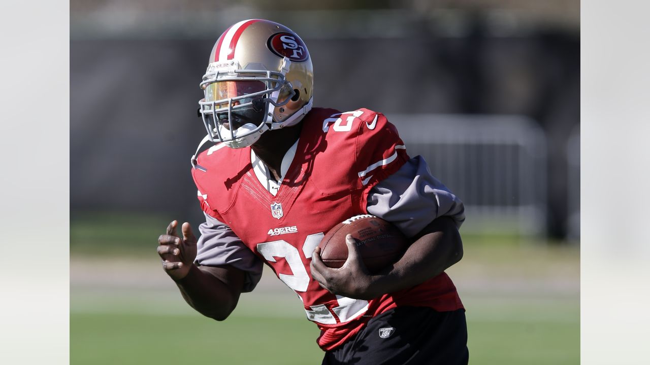 San Francisco 49ers running back Kendall Hunter (32) runs the ball during  the NFL football pre-season game between the San Francisco 49ers and the  New Orleans Saints in New Orleans, Louisiana. The