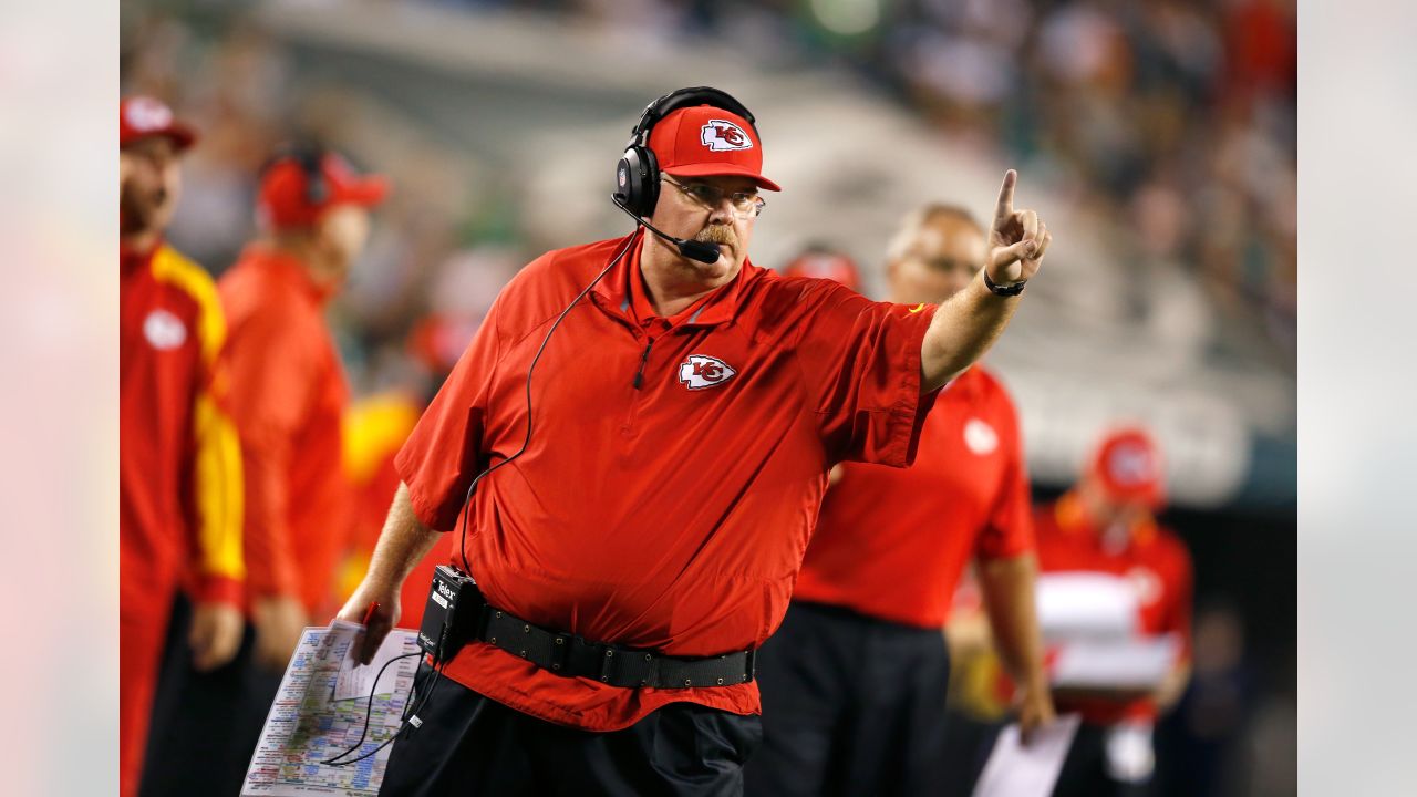 Kansas City Chiefs head coach Andy Reid looks to the scoreboard during the  first half of an NFL football game against the Green Bay Packers in Kansas  City, Mo., Sunday, Oct. 27