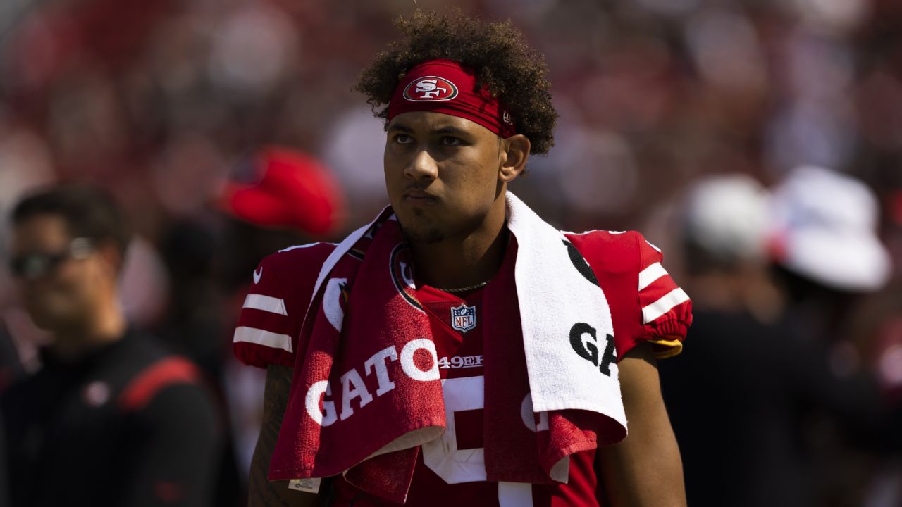 Kansas City Chiefs quarterback Patrick Mahomes stands on the sideline  during the second half of an NFL preseason football game against the San  Francisco 49ers in Santa Clara, Calif., Saturday, Aug. 14