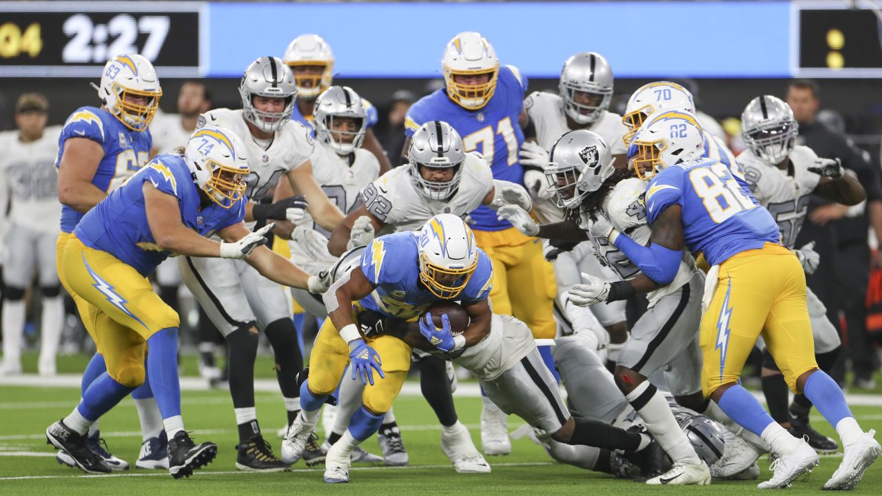 Los Angeles Chargers defensive back Desmond King, right, swaps jerseys with  New Orleans Saints defensive back Justin Hardee at the end of a preseason  NFL football game Sunday, Aug. 18, 2019, in